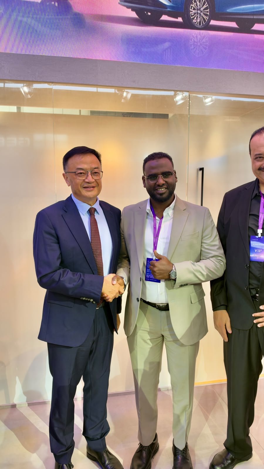 Jeeh Motors at the 2026 Paris Motor Show: Bringing FORTHING's Next Generation of Electric Mobility Closer to Ethiopia 5 Jeeh Motors CEO Mr. Mahad shaking hands with a FORTHING executive at the 2026 Paris Motor Show